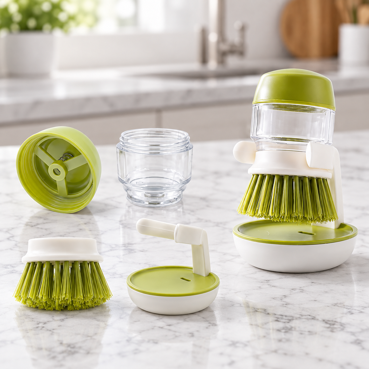 Soap Dispensing Dish Brush with Holder