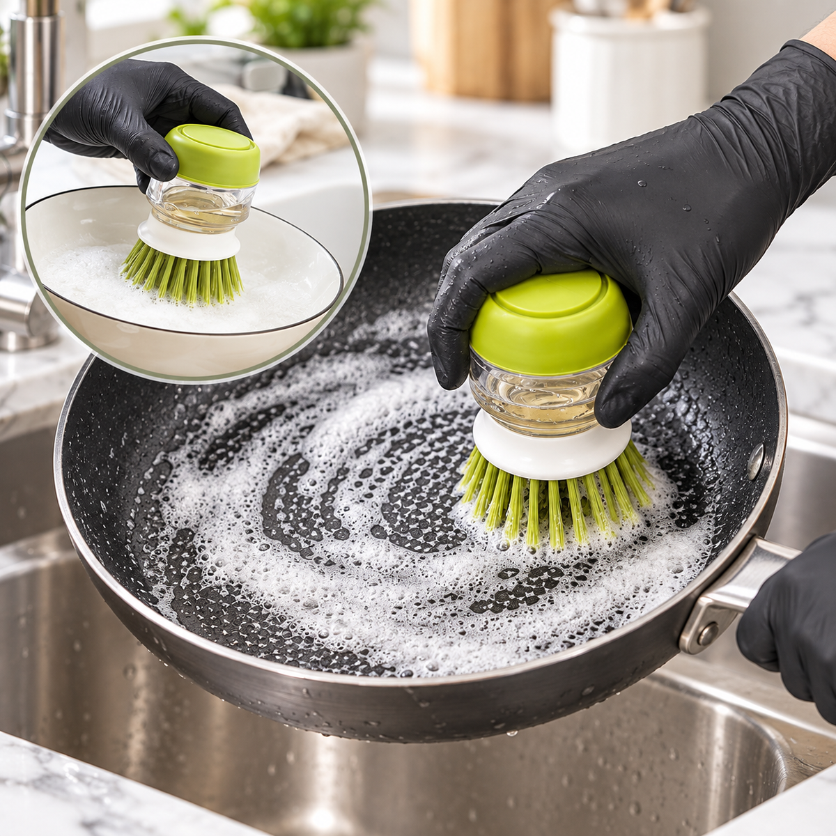 Soap Dispensing Dish Brush with Holder