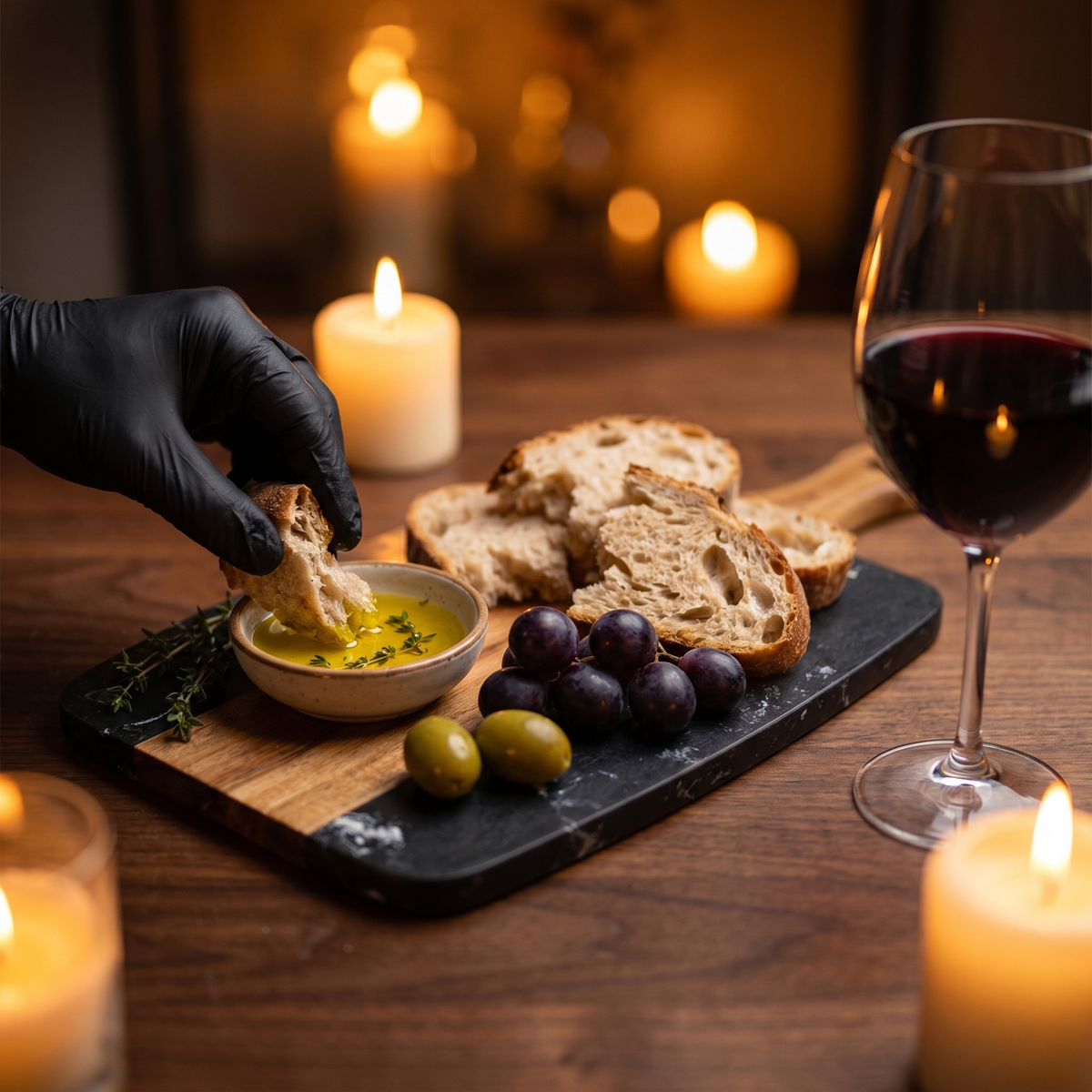 Black Marble & Wood Charcuterie Board