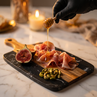 Black Marble & Wood Charcuterie Board