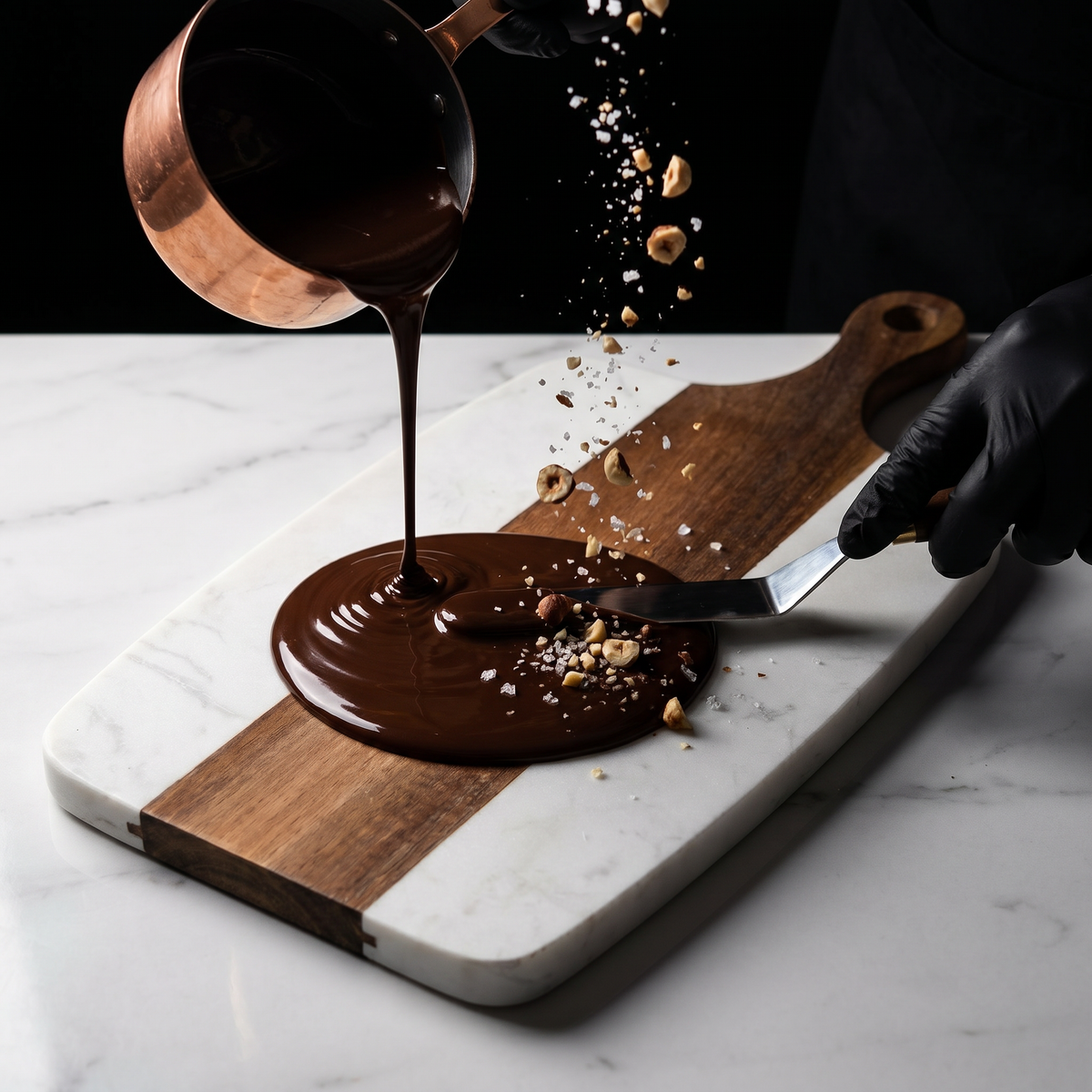 Black Marble & Wood Charcuterie Board