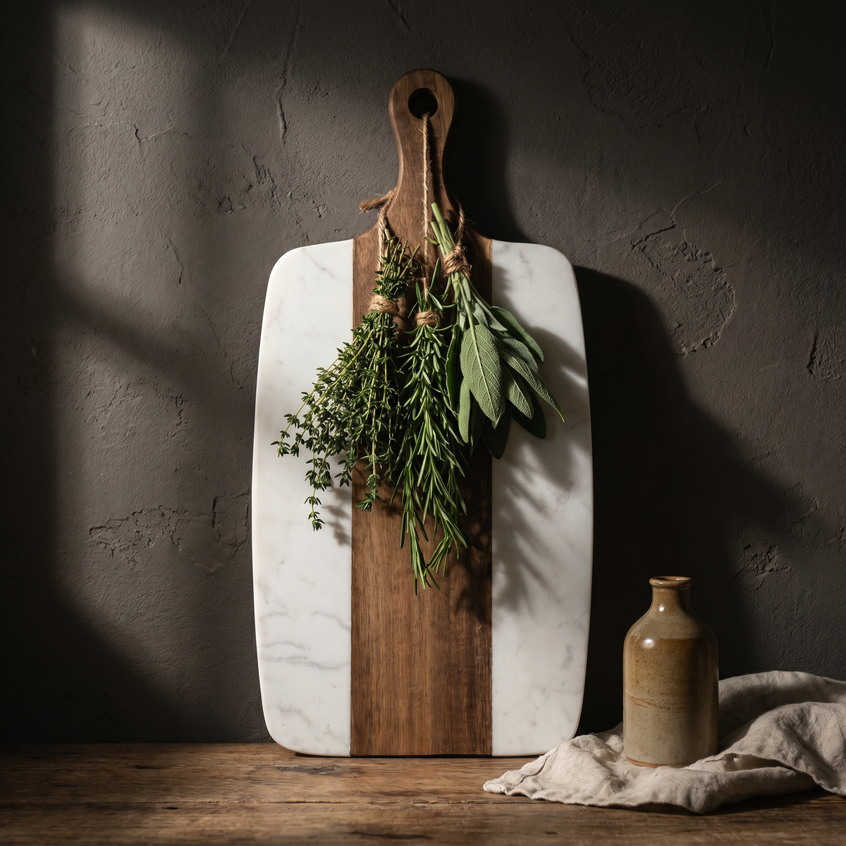 Black Marble & Wood Charcuterie Board
