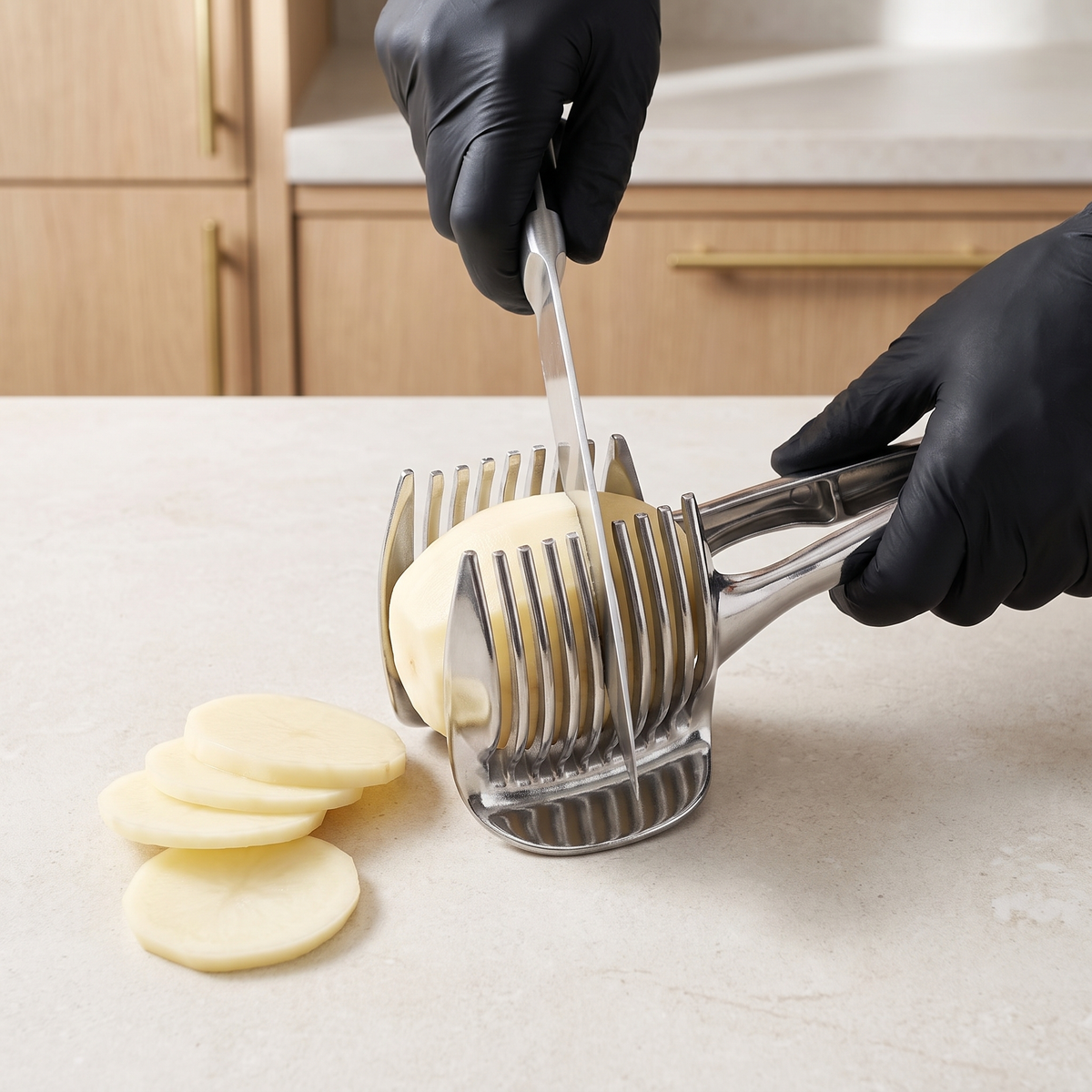 Stainless Steel Tomato Slicer & Cutting Guide