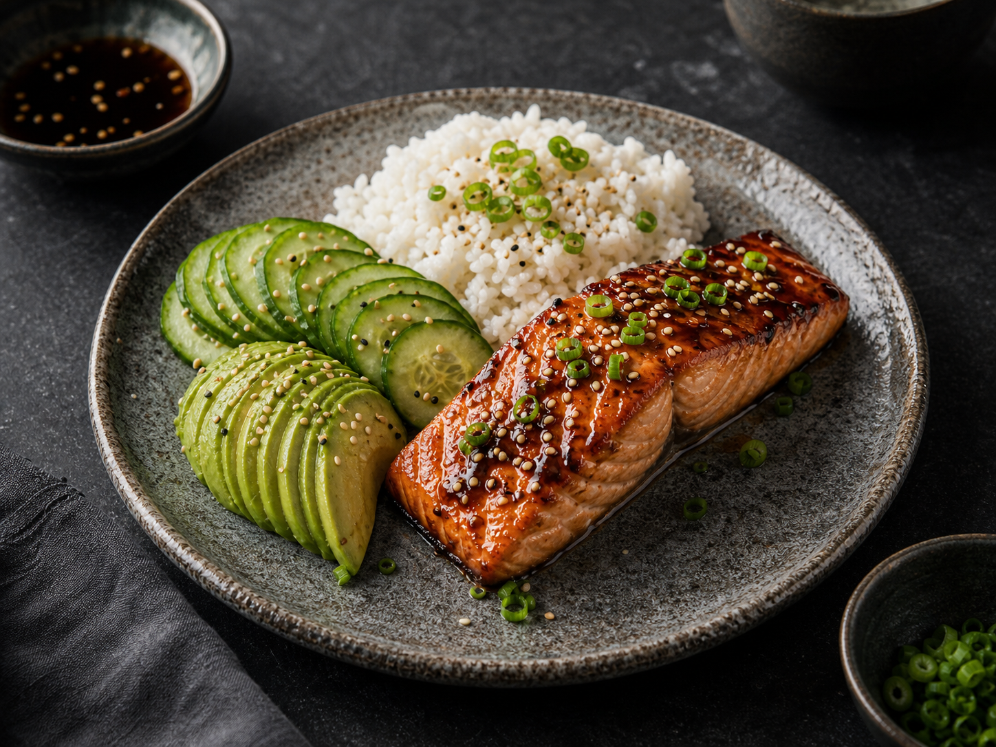Japanese-Style Salmon Rice Plate